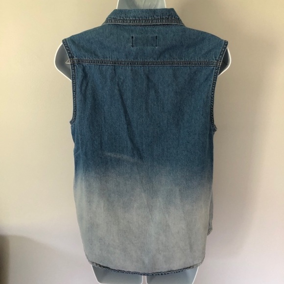 MINKPINK Ombre faded sleeveless denim jean shirt size medium - Picture 10 of 12